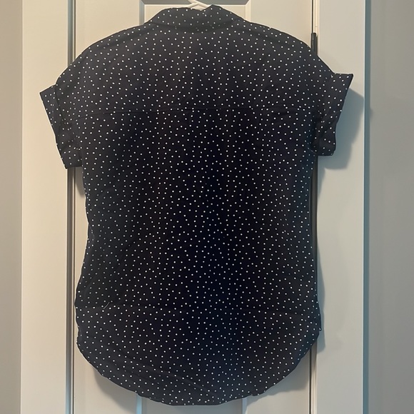 Reitmans Navy & White Polka Dot V Neck Shirt - Picture 6 of 6